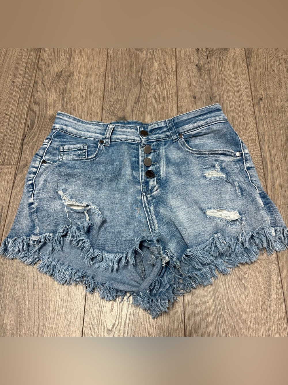 Ripped denim jean shorts medium